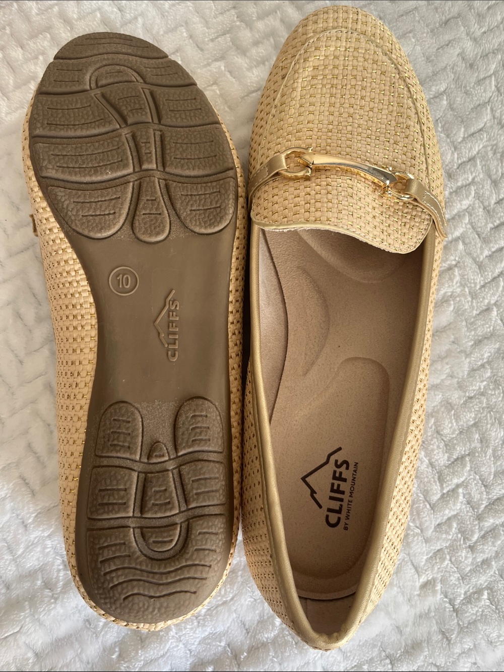 Cliffs by WHITE MOUNTAIN Tan Woven Loafers with Gold Bit - Picture 2 of 3